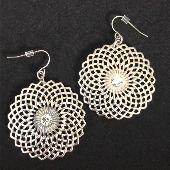 Dangling Earrings with “Diamond” Center - Picture 1 of 3